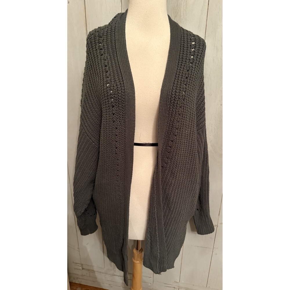 Free People Dare To Dream Cardigan Olive Green Chunky Rib Knit Oversized XS 178$